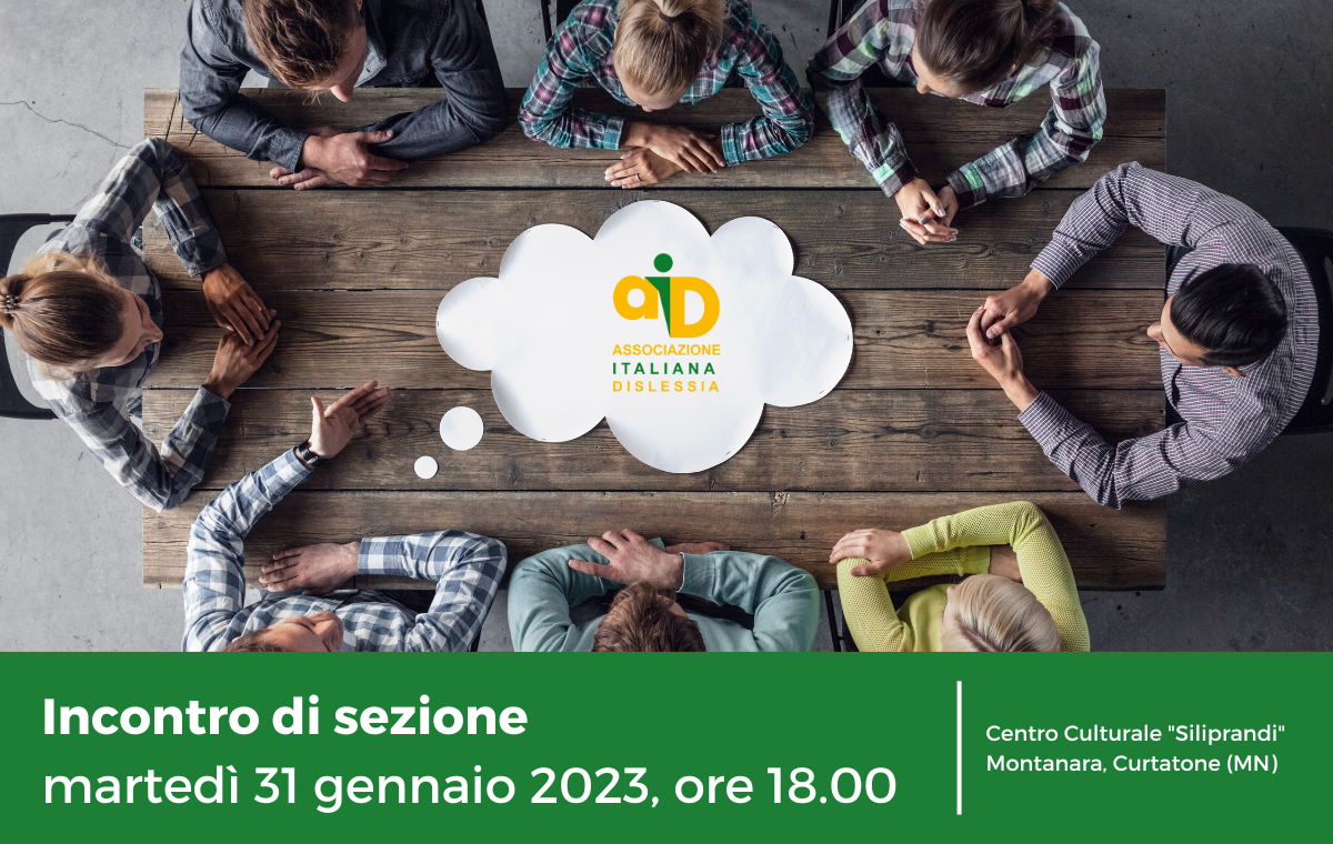 Martedì 31 gennaio 2023, la sezione AID di Mantova promuove un incontro di sezione, aperto a soci e non soci.